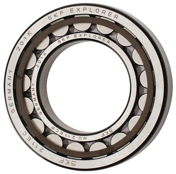 SKF - 55mm Bore Diam, 100mm Outside Diam, 21mm Wide Cylindrical Roller Bearing - 84,200 N Dynamic Capacity, 95,000 Lbs. Static Capacity - Industrial Tool & Supply