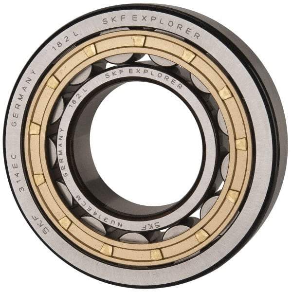 SKF - 70mm Bore Diam, 150mm Outside Diam, 35mm Wide Cylindrical Roller Bearing - 205,000 N Dynamic Capacity, 228,000 Lbs. Static Capacity - Industrial Tool & Supply