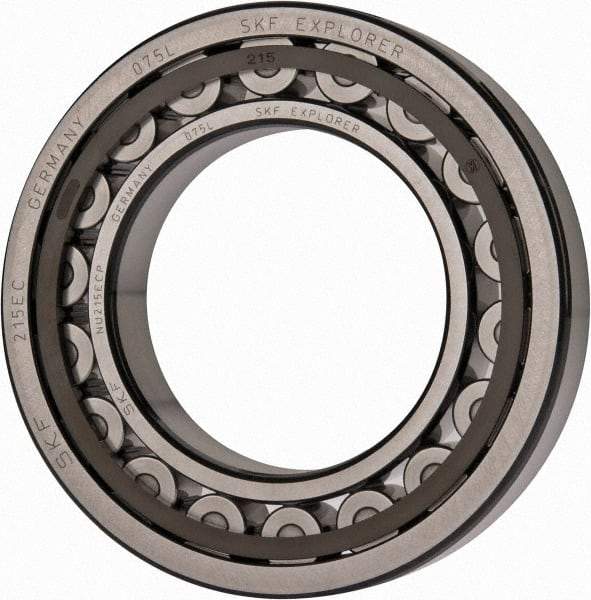 SKF - 75mm Bore Diam, 130mm Outside Diam, 25mm Wide Cylindrical Roller Bearing - 130,000 N Dynamic Capacity, 156,000 Lbs. Static Capacity - Industrial Tool & Supply