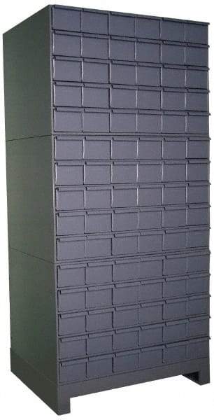 Durham - 90 Bin Drawer Cabinet System - 17-1/4 Inch Overall Depth x 69-1/8 Inch Overall Height, Gray Steel Bins - Industrial Tool & Supply