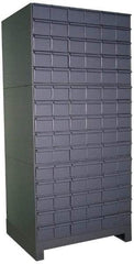 Durham - 90 Bin Drawer Cabinet System - 17-1/4 Inch Overall Depth x 69-1/8 Inch Overall Height, Gray Steel Bins - Industrial Tool & Supply
