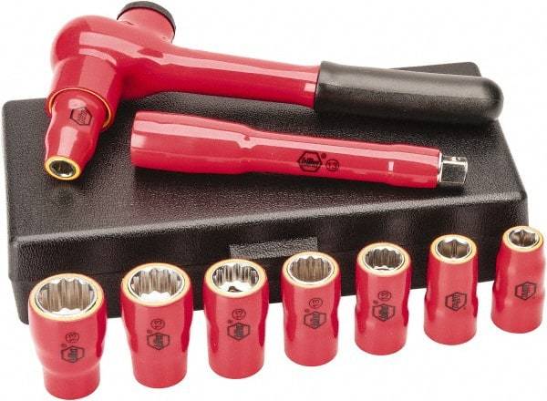 Wiha - 10 Piece 3/8" Drive Socket Set - 6 Points, 5/16" to 3/4" Range, Inch Measurement Standard - Industrial Tool & Supply