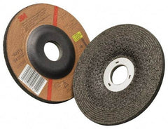 3M - 24 Grit, 4-1/2" Wheel Diam, 1/4" Wheel Thickness, 7/8" Arbor Hole, Type 27 Depressed Center Wheel - Aluminum Oxide, 13,300 Max RPM, Compatible with Angle Grinder - Industrial Tool & Supply