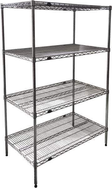 Value Collection - 4 Shelf Wire Shelving Unit - 24" Wide x 18" Deep x 74" High, - Industrial Tool & Supply