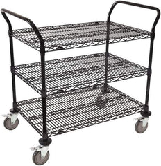 Value Collection - 600 Lb Capacity, 24" Wide x 72" Long x 39" High Wire Cart - 3 Shelf, Steel, Swivel Casters - Industrial Tool & Supply