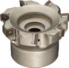 Sumitomo - 6 Inserts, 5" Cut Diam, 1-1/2" Arbor Diam, Indexable Square-Shoulder Face Mill - 2-1/2" High, SOMT 1204.. Insert Compatibility, Through Coolant, Series WaveMill - Industrial Tool & Supply