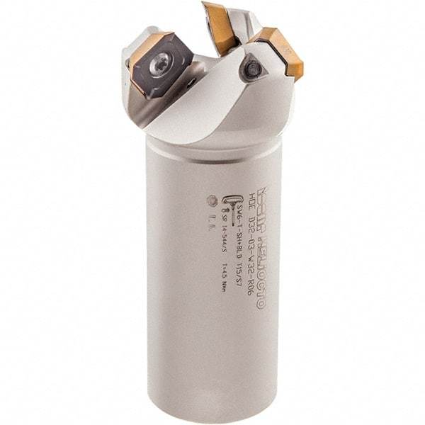 Iscar - 42° Lead Angle, 2.37" Max Cut Diam, 2" Min Cut Diam, 0.1" Max Depth of Cut, Indexable Chamfer and Angle End Mill - 4 Inserts, OECR, OEMT, OEMW-AETN, REMT, SEMT Insert Style, 4-1/2" Overall Length, Through Coolant, Weldon Flat - Industrial Tool & Supply