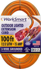 Value Collection - 100', 12/3 Gauge/Conductors, Orange/Blue Outdoor Extension Cord - 1 Receptacle, 15 Amps, UL SJTW, NEMA 5-15P - Industrial Tool & Supply