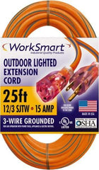 Value Collection - 25', 12/3 Gauge/Conductors, Orange/Blue Outdoor Extension Cord - 1 Receptacle, 15 Amps, UL SJTW, NEMA 5-15P - Industrial Tool & Supply
