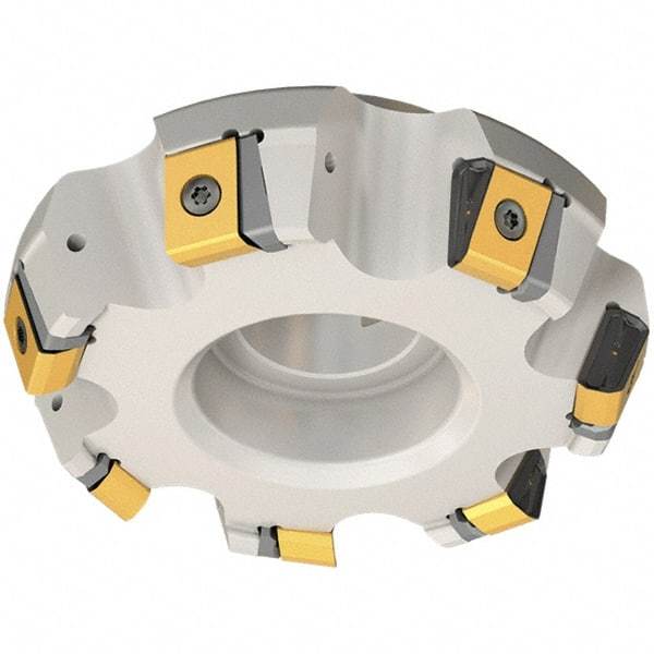 Iscar - 12.86" Cut Diam, 2-1/2" Arbor Hole, 3/4" Max Depth of Cut, 65° Indexable Chamfer & Angle Face Mill - 12 Inserts, T465 LN.T 2212 Insert, Right Hand Cut, 12 Flutes, Series Helitang - Industrial Tool & Supply