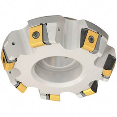 Iscar - 12.86" Cut Diam, 2-1/2" Arbor Hole, 3/4" Max Depth of Cut, 65° Indexable Chamfer & Angle Face Mill - 12 Inserts, T465 LN.T 2212 Insert, Right Hand Cut, 12 Flutes, Series Helitang - Industrial Tool & Supply