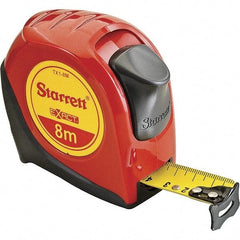 Starrett - 26' x 1" Yellow Blade Tape Measure - 1mm Graduation, S6 Graduation Style, Red Case - Industrial Tool & Supply