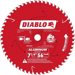 Freud - 7-1/4" Diam, 5/8" Arbor Hole Diam, 56 Tooth Wet & Dry Cut Saw Blade - Carbide-Tipped, Burr-Free Action, Standard Round Arbor - Industrial Tool & Supply