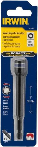 Irwin - 3/8" Magnetic Nutsetter - 1/4" Hex Drive, 4" OAL, 9/16" Socket Nose Diam - Industrial Tool & Supply
