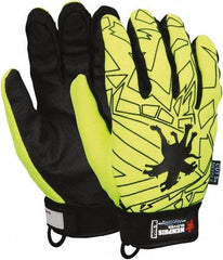 MCR Safety - Size 2XL (11), ANSI Cut Lvl 5, Synthetic Leather Cut & Puncture Resistant Gloves - 9.5" Long, Alycore Lining, Hook & Loop Cuff, Black/Yellow, Paired - Industrial Tool & Supply
