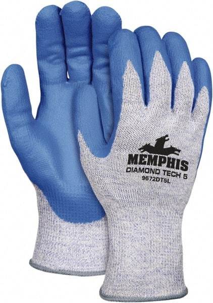 MCR Safety - Size XL (10), ANSI Cut Lvl 5, Nitrile Coated Synthetic Leather Cut Resistant Gloves - 10" Long, Palm & Fingertips Coated, Slip-On Cuff, Blue, Paired - Industrial Tool & Supply