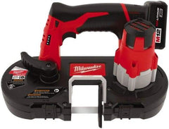 Milwaukee Tool - 12 Volt, 27-1/2" Blade, 280 SFPM Cordless Portable Bandsaw - 1-5/8" (Round) & 1-5/8 x 1-5/8" (Rectangle) Cutting Capacity, Lithium-Ion Battery Included - Industrial Tool & Supply