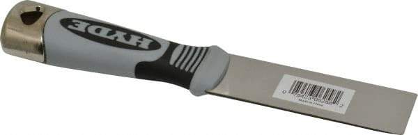 Hyde Tools - 1-1/4" Wide Stainless Steel Putty Knife - Stiff, Cushioned Grip Polypropylene Handle, 8" OAL - Industrial Tool & Supply