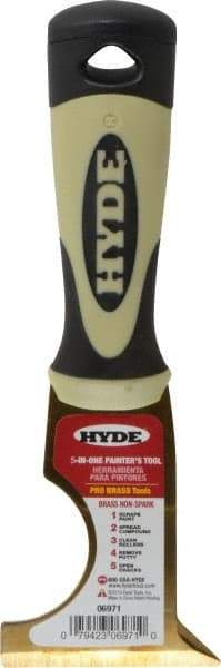 Hyde Tools - 2-1/2" Wide Brass Multi-Purpose Knife - Stiff, Cushioned Grip Polypropylene Handle, 8" OAL - Industrial Tool & Supply
