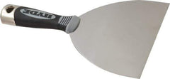 Hyde Tools - 6" Wide Stainless Steel Putty Knife - Flexible, Cushioned Grip / Hammerhead Polypropylene Handle, 8" OAL - Industrial Tool & Supply