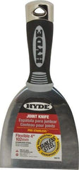 Hyde Tools - 4" Wide Stainless Steel Putty Knife - Flexible, Cushioned Grip / Hammerhead Polypropylene Handle, 8" OAL - Industrial Tool & Supply