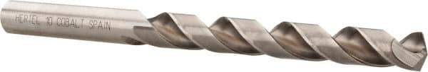 Hertel - 10mm 135° Cobalt Jobber Drill - Bright Finish, Spiral Flute, 5.2362" OAL, Split Point - Industrial Tool & Supply