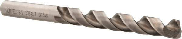 Hertel - 9.5mm 135° Cobalt Jobber Drill - Bright Finish, Spiral Flute, 4.9213" OAL, Split Point - Industrial Tool & Supply
