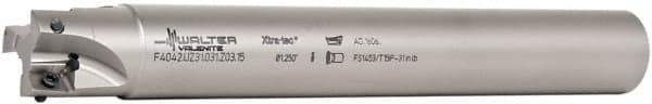 Walter - 1-1/4" Cut Diam, 11mm Max Depth of Cut, 1-1/4" Shank Diam, 10" OAL, Indexable Square Shoulder End Mill - AD.T 1204.. Inserts, Cylindrical Shank, 90° Lead Angle - Industrial Tool & Supply