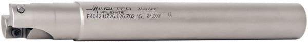 Walter - 1" Cut Diam, 15mm Max Depth of Cut, 1" Shank Diam, 9.87" OAL, Indexable Square Shoulder End Mill - AD.T 1606.. Inserts, Cylindrical Shank, 90° Lead Angle - Industrial Tool & Supply