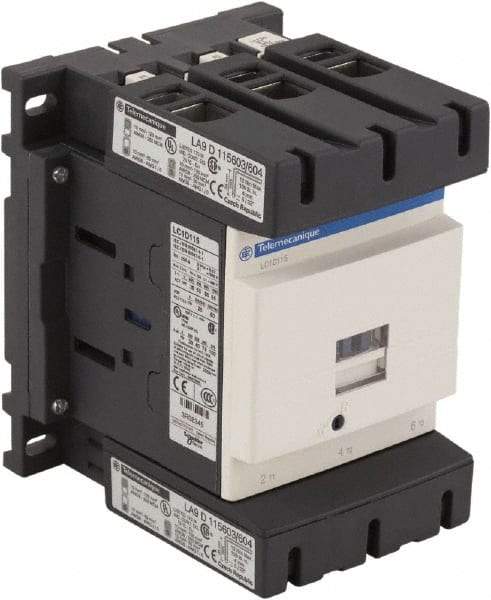 Schneider Electric - 3 Pole, 24 Coil VAC at 50/60 Hz, 115 Amp at 440 VAC, Nonreversible IEC Contactor - Bureau Veritas, CCC, CSA, CSA C22.2 No. 14, DNV, EN/IEC 60947-4-1, EN/IEC 60947-5-1, GL, GOST, LROS, RINA, RoHS Compliant, UL 508, UL Listed - Industrial Tool & Supply