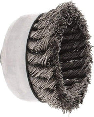 Value Collection - 4" Diam, Stainless Steel Fill Cup Brush - 0.023 Wire Diam, 1-1/4" Trim Length, 9,000 Max RPM - Industrial Tool & Supply