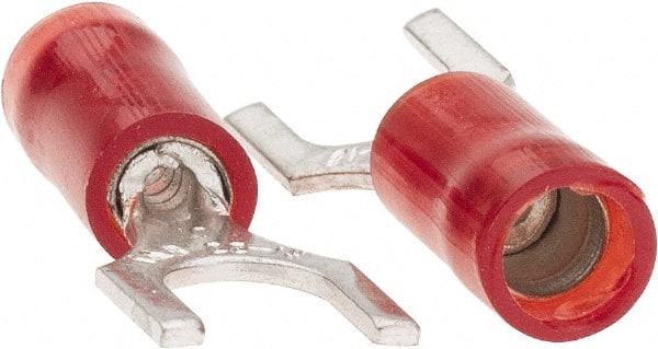 Value Collection - #10 Stud, 22 to 18 AWG Compatible, Partially Insulated, Crimp Connection, Standard Fork Terminal - Industrial Tool & Supply
