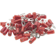 Value Collection - 22-18 AWG Partially Insulated Crimp Connection D Shaped Ring Terminal - #8 Stud, Tin Plated Copper Contact - Industrial Tool & Supply