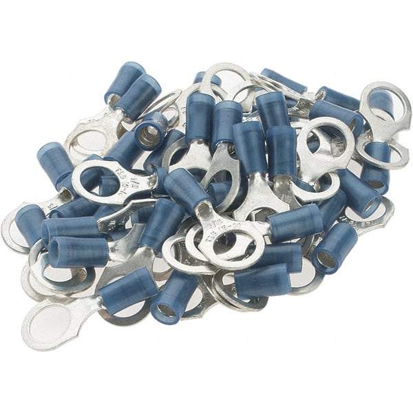 Value Collection - 16-14 AWG Partially Insulated Crimp Connection D Shaped Ring Terminal - 5/16" Stud, Tin Plated Copper Contact - Industrial Tool & Supply