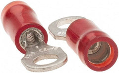 Value Collection - 22-18 AWG Partially Insulated Crimp Connection D Shaped Ring Terminal - #6 Stud, Tin Plated Copper Contact - Industrial Tool & Supply