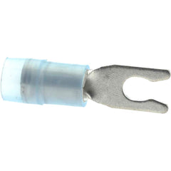 #4 Stud, 16 to 14 AWG Compatible, Partially Insulated, Crimp Connection, Locking Fork Terminal Nylon Insulation, Blue