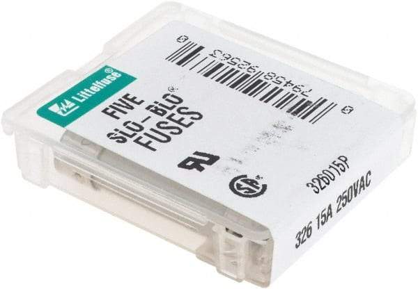 Value Collection - 250 VAC, 15 Amp, Time Delay Miniature Glass/Ceramic Fuse - 1-1/4" OAL, 1/4" Diam - Industrial Tool & Supply