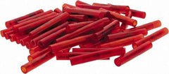 Value Collection - 22 to 18 AWG Compatible, Nylon Fully Insulated, Crimp-On Butt Splice Terminal - 2 Wire Entries, Copper Contacts, Tin Contact Plating, Red - Industrial Tool & Supply