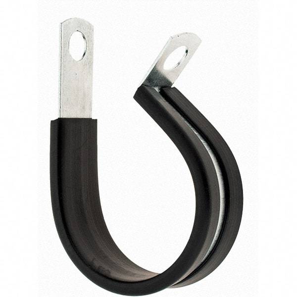 Value Collection - 1-1/4" Bundle Diam, 1/4" Hole, Steel Clamp - 1/2" Wide, Black - Industrial Tool & Supply