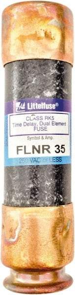 Value Collection - 125 VDC, 250 VAC, 35 Amp, Time Delay General Purpose Fuse - 3" OAL, 200 kA Rating, 13/16" Diam - Industrial Tool & Supply