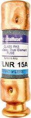 Value Collection - 125 VDC, 250 VAC, 15 Amp, Time Delay General Purpose Fuse - 2" OAL, 200 kA Rating, 9/16" Diam - Industrial Tool & Supply