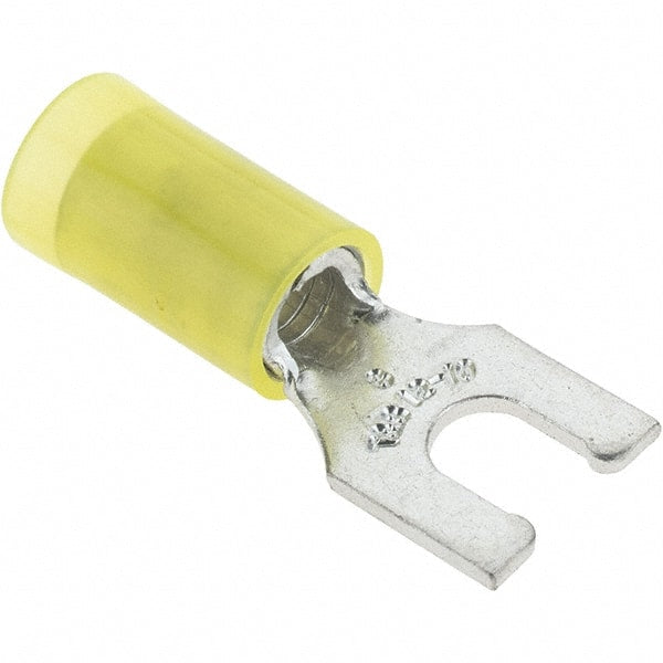 Value Collection - #8 Stud, 12 to 10 AWG Compatible, Partially Insulated, Crimp Connection, Locking Fork Terminal - Industrial Tool & Supply