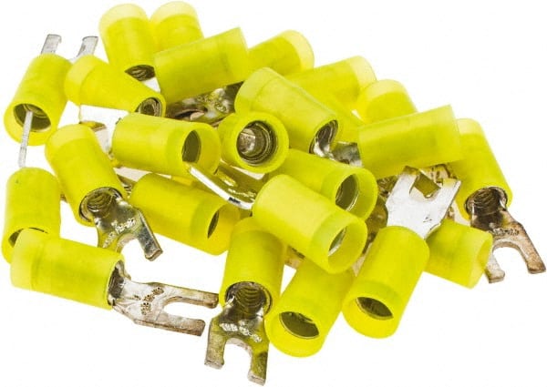 Value Collection - #6 Stud, 12 to 10 AWG Compatible, Partially Insulated, Crimp Connection, Locking Fork Terminal - Industrial Tool & Supply
