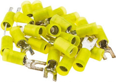Value Collection - #6 Stud, 12 to 10 AWG Compatible, Partially Insulated, Crimp Connection, Locking Fork Terminal - Industrial Tool & Supply