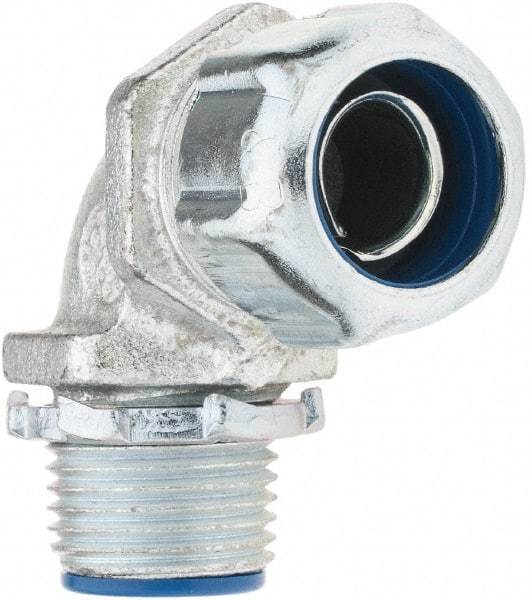 Value Collection - 3/8" Trade, Malleable Iron Threaded Angled FMC & Liquidtight Conduit Connector - Insulated - Industrial Tool & Supply