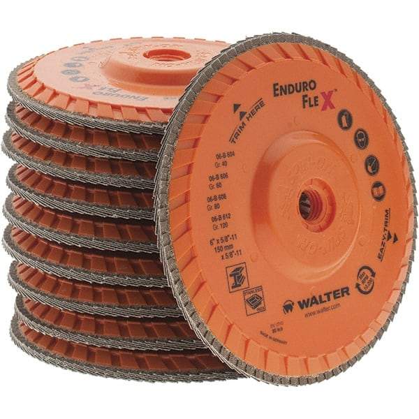 Value Collection - 120 Grit, 6" Disc Diam, 5/8-11 Center Hole, Type 29 Zirconia Alumina Flap Disc - 10,200 Max RPM, Arbor Attaching System, Coated - Industrial Tool & Supply