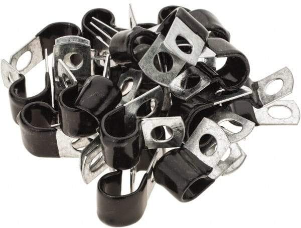 Value Collection - 1/2" Bundle Diam, 3/8" Hole, Steel Clamp - 3/4" Wide, Black - Industrial Tool & Supply