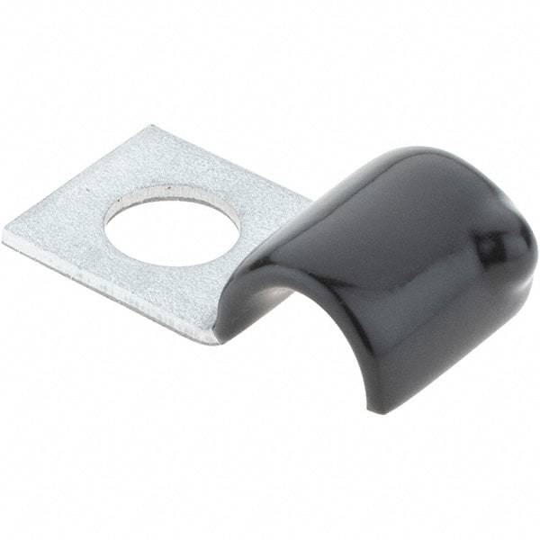Value Collection - 1/4" Bundle Diam, 1/4" Hole, Steel Clamp - 1/2" Wide, Black - Industrial Tool & Supply