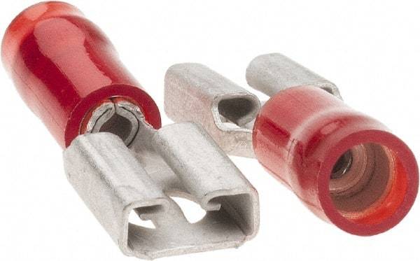 Value Collection - 22 to 18 AWG, Nylon, Partially Insulated, Female Wire Disconnect - 1/4" Wide Tab, Red, CSA Certified, UL Listed - Industrial Tool & Supply