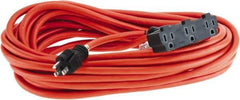 Value Collection - 50', 12/3 Gauge/Conductors, Orange Indoor & Outdoor Extension Cord - 15 Amps, 125 Volts, UL SJTW - Industrial Tool & Supply